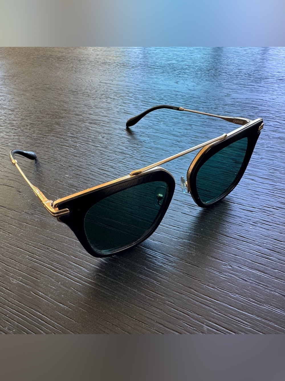 Sonix Black & Gold Square Sunglasses with Dark Lenses